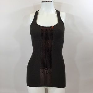 bebe Ribbed Knit Sequin Racerback M